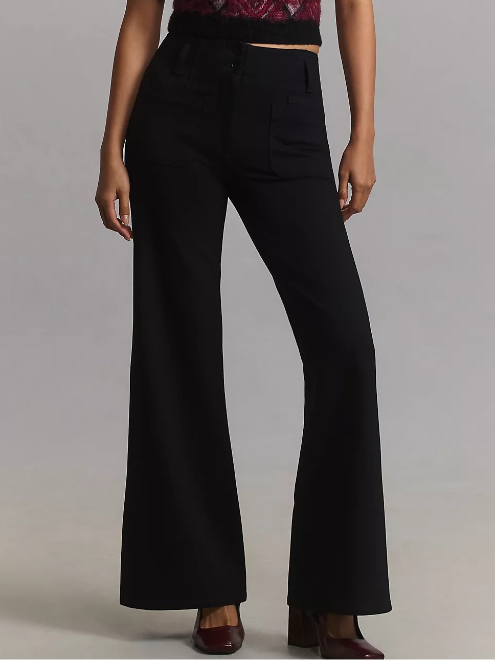 Anthropologie X Maeve Junie Wide Leg Flare Pants Black Size 4